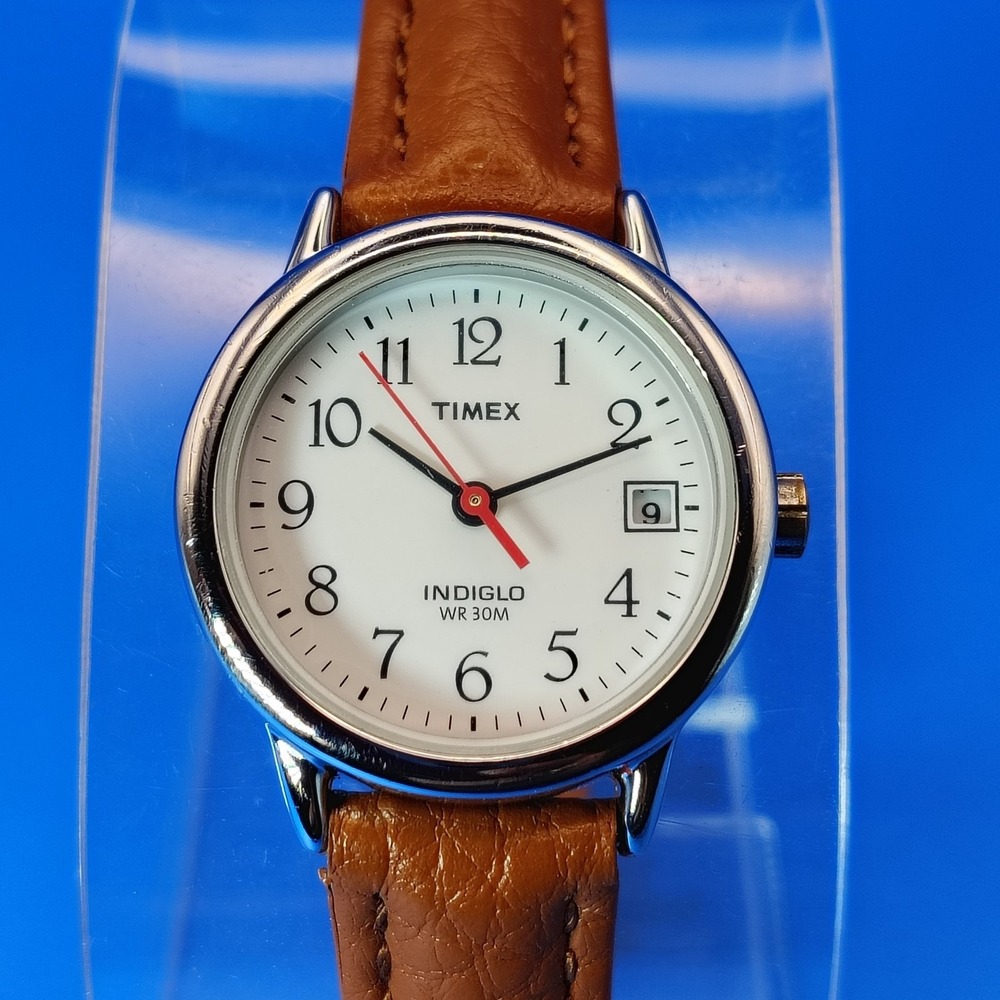 Vintage 1997 Timex Easy Reader INDIGLO Date 25mm Women's Quartz Watch New Strap